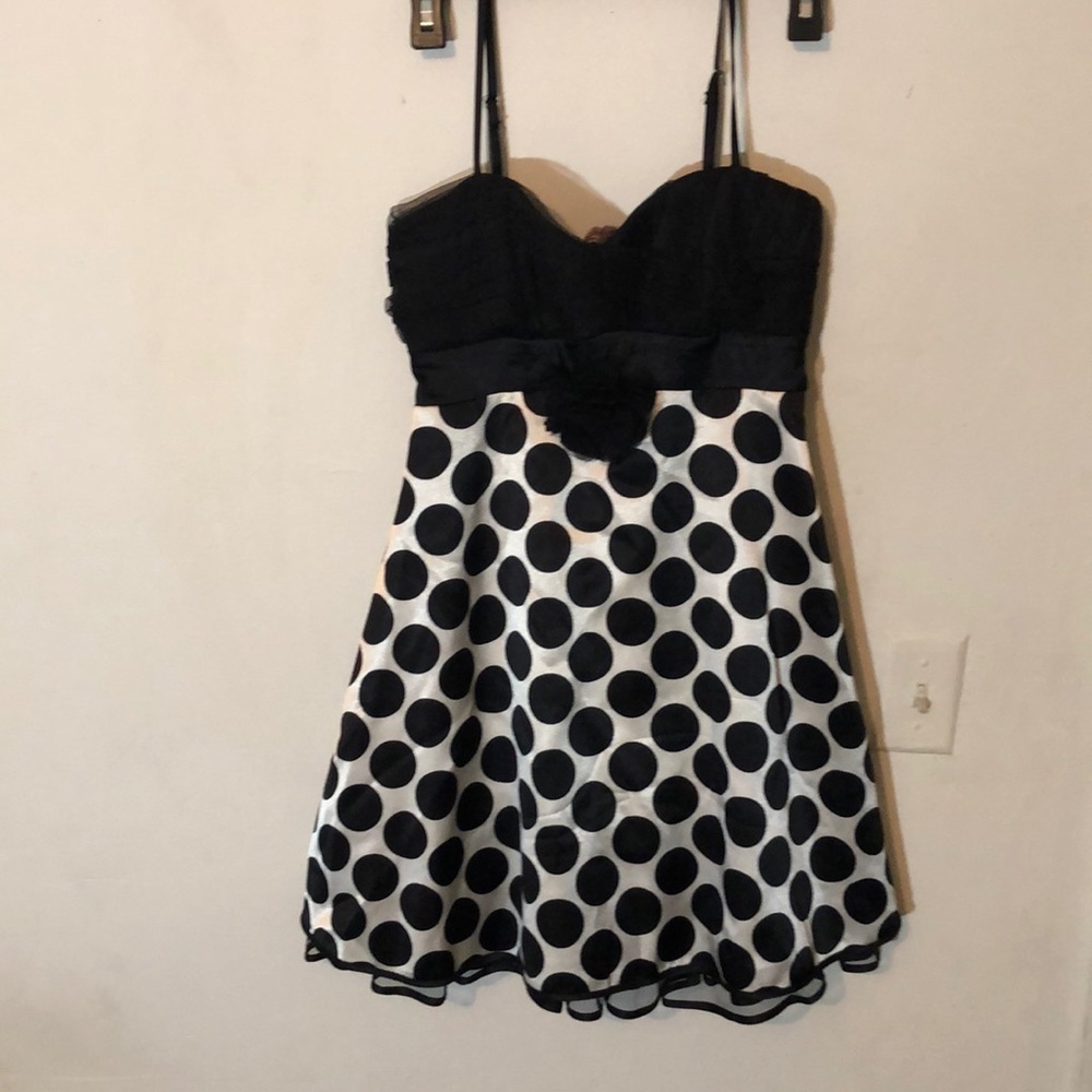 Black and white polka dot thin strap  dress NWT